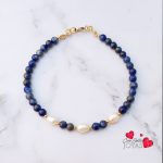Pulsera lapislázuli perlas de río