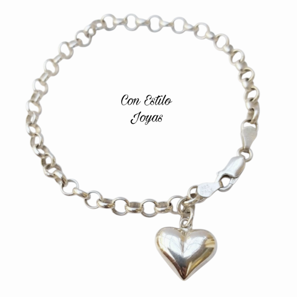 Pulsera plata corazón