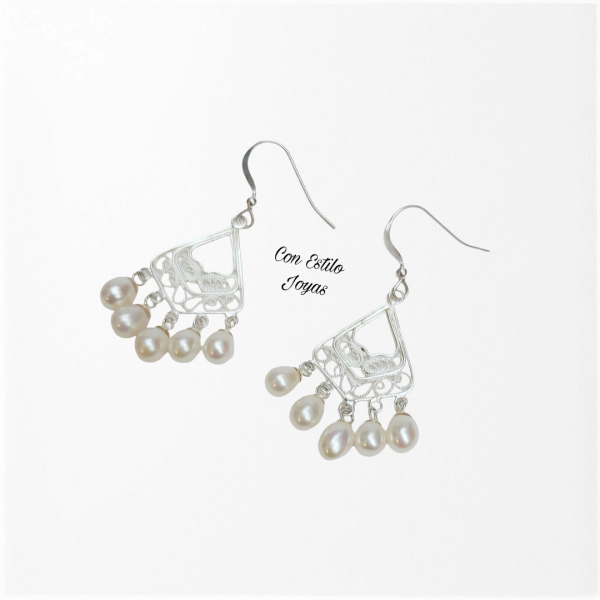 Aros colgantes plata perlas