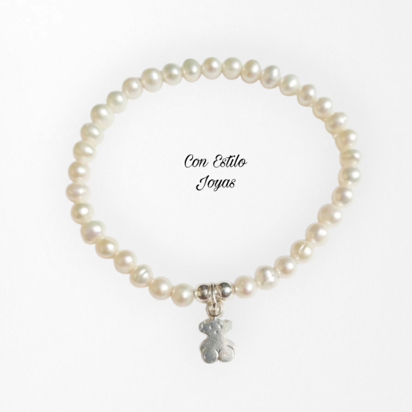 Pulseras perlas de río Osito plata