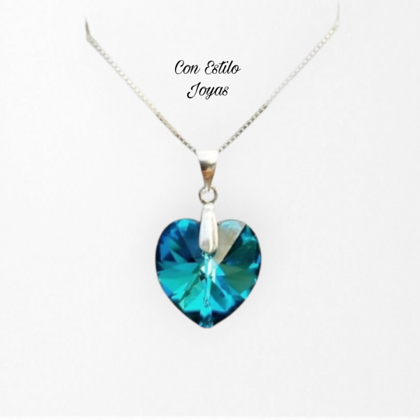 Colgante Xilion Heart  Bermuda Blue 14mm.