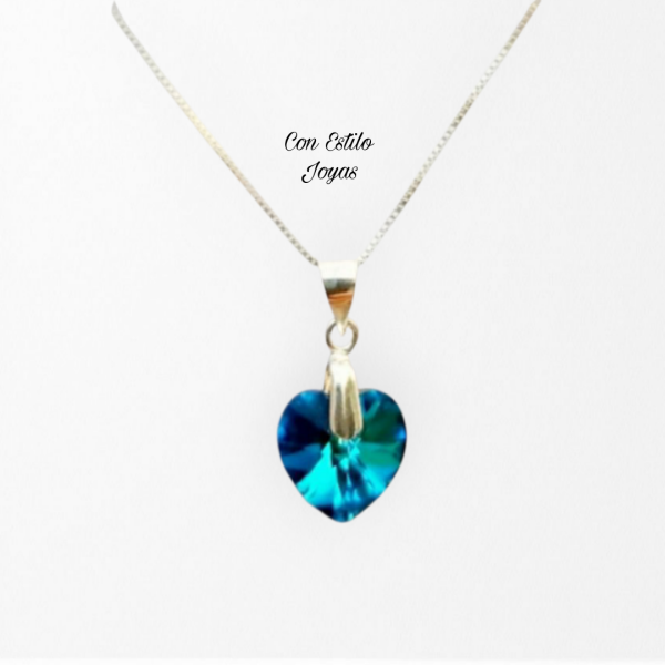 Colgante Xilion Heart Bermuda Blue 10 mm.