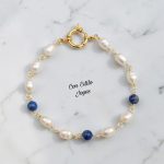 Pulsera perlas de río lapislázuli