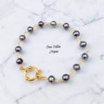 Pulsera perlas de río negras
