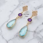 Aros gota topacio y amatista