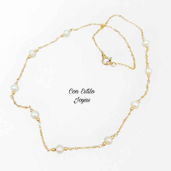 Collar perlas de río blancas cadena