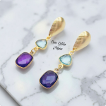 Aros amatista y topacio