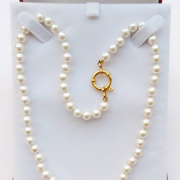 Collar Perlas de Mallorca blancas 6 mm.
