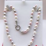 Collar Perlas Mallorca malva, gris blanco