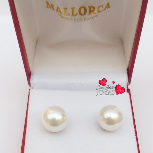 Aros perlas de Mallorca blancos 10 mm. .