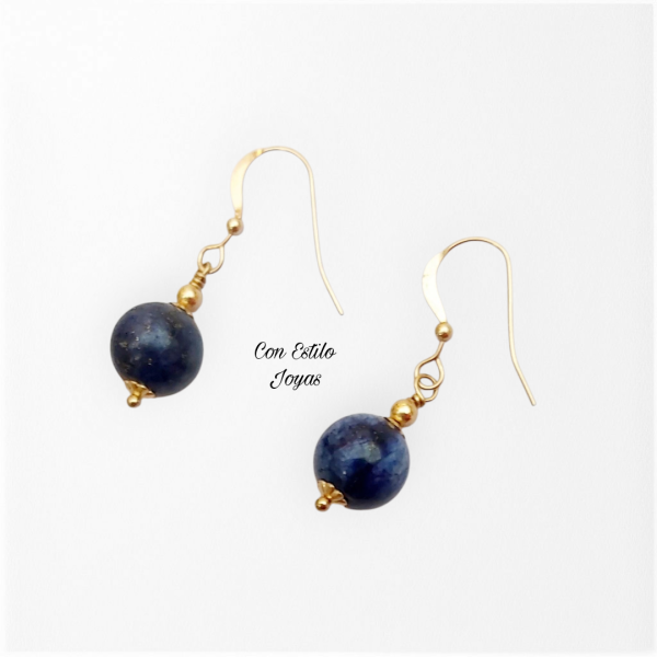 Aros lapislázuli colgantes Goldfilled