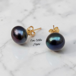 Aros perlas de río negras