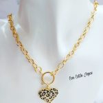Collar corazón animal print broche argolla