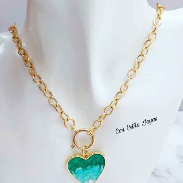 Collar corazón  verde