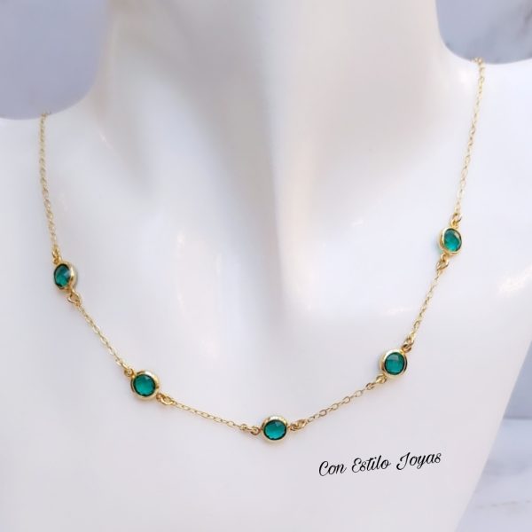 Collar verde baño de oro
