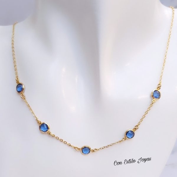 Collar azul baño de oro