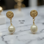 Aros baño de oro perla