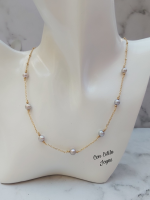 Collar perlas grises cadena