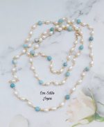 Collar perlas de río larimar - Imagen 2
