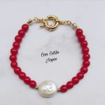 Pulsera coral perla coin