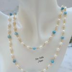 Collar perlas de río larimar