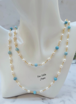 Collar perlas de río larimar