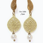Aros mandala gota perlas blancas.