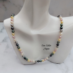 Collar perla Shell gris verde rosa.