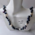 Collar perlas de río azules